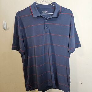 Untuckit Golf Cronos Wide Striped Polo Shirt Men's Blue/Red Size Large